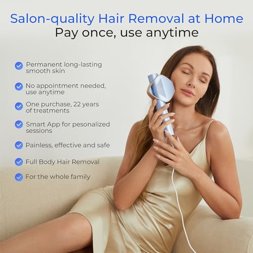 LUBEX Smart Permanent IPL Laser Hair Removal for Woman and Men, Painless Sapphire Ice-Cooling, Alternative to Salon, Bikini Shaver, Facial Epilator for Armpits Back Legs Arms Face Bikini Glow 6 A+