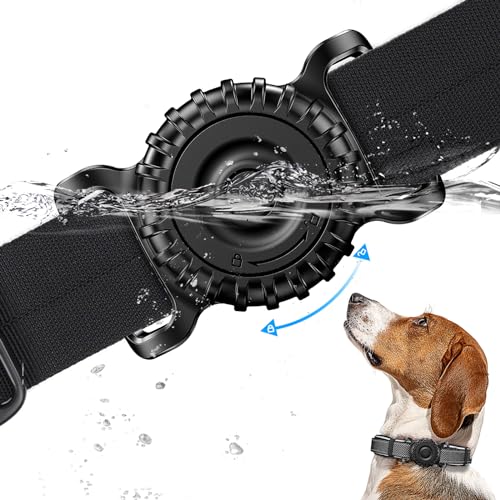 FILOTO Airtag Dog Collar Holder Case 2 Pack for Apple Air Tag, IP68 Waterproof & Aviation PC Material 360° Protect Your Cat Dog GPS Tracker