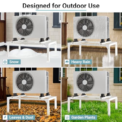Eastrexon Mini Split Ground Stand, Adjustable Anti-Vibration Mini Split Stand w/ 400LBS Load Capacity, Heavy Duty AC Stand for 9,000-18,000 BTU Ductless Mini Split Air Conditioner Heat Pump