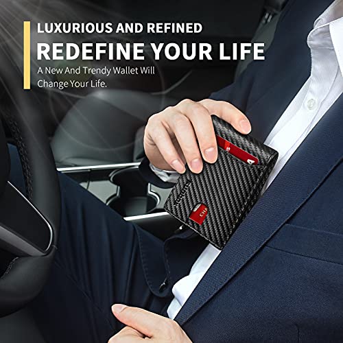 RUNBOX Wallet for Men Slim 11 Credit Card Holder Slots Leather RFID Blocking Small Thin Men's Wallet Bifold Minimalist Front Pocket Large Capacity Gift Box Coffee