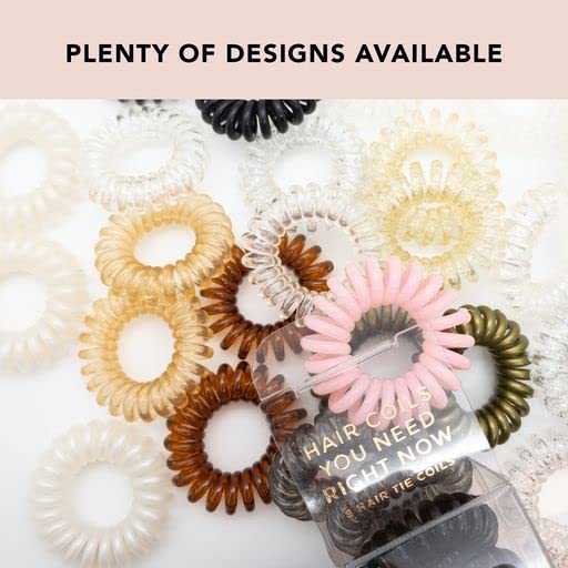 Kitsch Spiral Hair Ties for Women - Coil Hair Ties for Thick Hair, No Crease Hair Tie, Spiral Hair Ties No Damage, Hair Coils & Phone Cord Hair Ties for Thin Hair, Hair Ties Spiral, 8pcs (Transparent)