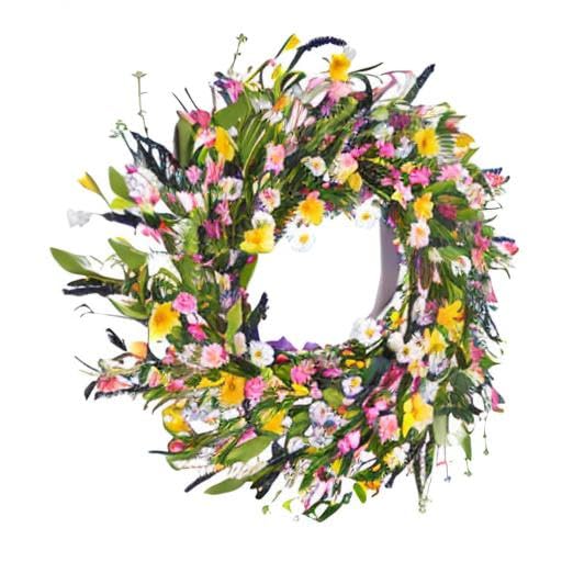 24Inch Artificial Daisy Flower Wreath -Spring Floral Wreath Fake Flower Wreath Spring/Summer Wreath for Front Door Home Decor