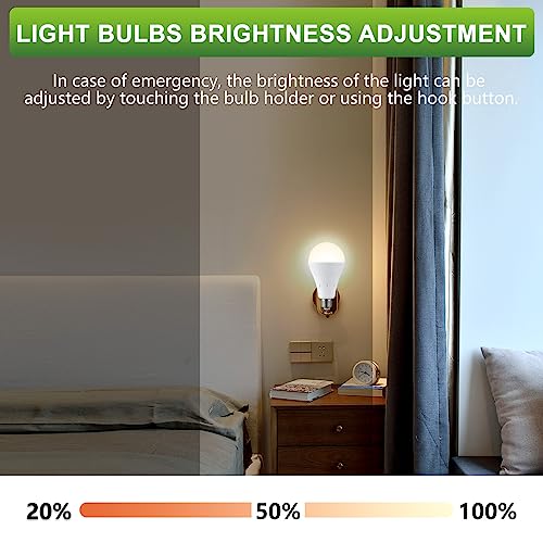 DABAOLUM 4 Pack Rechargeable Emergency Light Bulbs, Battery Powered LED Light Bulb 3000K Warm E26 120 Volt 9W 60W Equivalent with 1200mAh for Home Power Outage Camping Hurricane