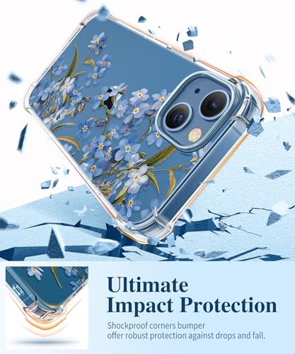 GVIEWIN Designed for iPhone 13 Case 6.1 Inch, Clear Flower Soft & Flexible Shockproof Floral Women Phone Cover(Magnolia/White)