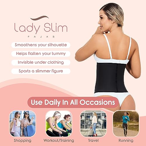 Lady Slim Fajas Colombianas Reductoras Y Moldeadoras para Mujer Underbust Waist Cincher Corset Sport Girdle Hourglass Body Shaper Black V2 Large