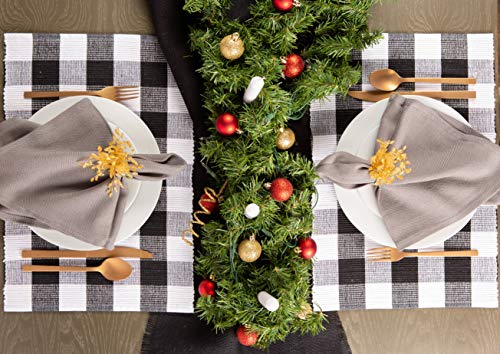 DII Buffalo Check Collection, Classic Farmhouse Tabletop Set, Napkin Set, 20x20, Gray & White, 6 Piece