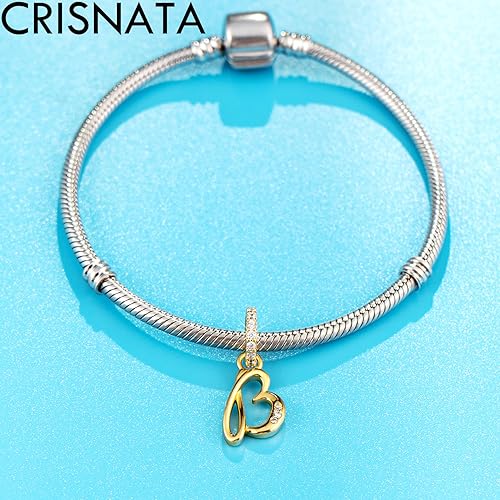 Alphabet CZ Letter W Pendant Charm, 18K Yellow Gold Plated 925 Sterling Silver Initial W Dangle Beads fit Pandora Wedding Anniversary Bracelet, Gift for Bride Bridal/Wife Wifey/Sister