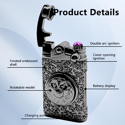 RSBYE Plasma Lighter USB Rechargeable Windproof Lighter Electric Lighter Flameless Dual Arc Lighter Electronic Cool Lighters for Candle, Incense Stick, Outdoor Camping(Black)