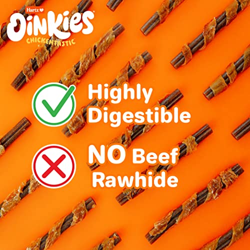Hartz Oinkies Tender Bullies with Real Chicken Breast & Real Beef Bully Stick Flavor, Highly Digestible and Rawhide-Free, 20 Count