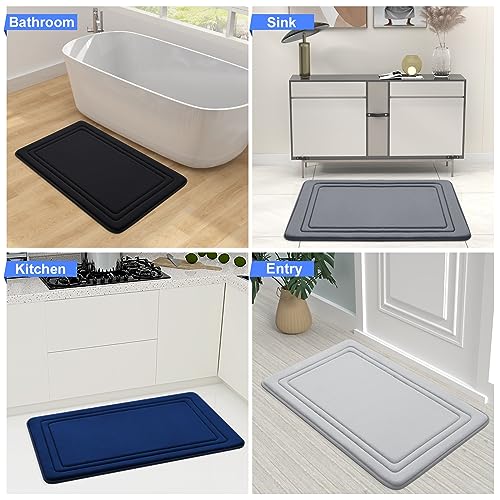 Grandaily Memory Foam Bath Mat Rug 59x24, Ultra Soft, Non-Slip and Absorbent Bathroom Rugs, Machine Wash Dry, Comfortable Bath Rug Carpet for Bathroom Floor, Tub and Shower, Black
