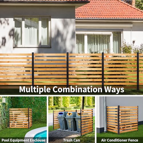 Svarog Air Conditioner Fence,Wood Fence Panels for Outside Units,Privacy Screen Fence Panels Slatted No-Dig Kit Fence Panels for Pool Equipment Enclosure Trash Can Fence Screen,38" W x 42" H,2 Panels