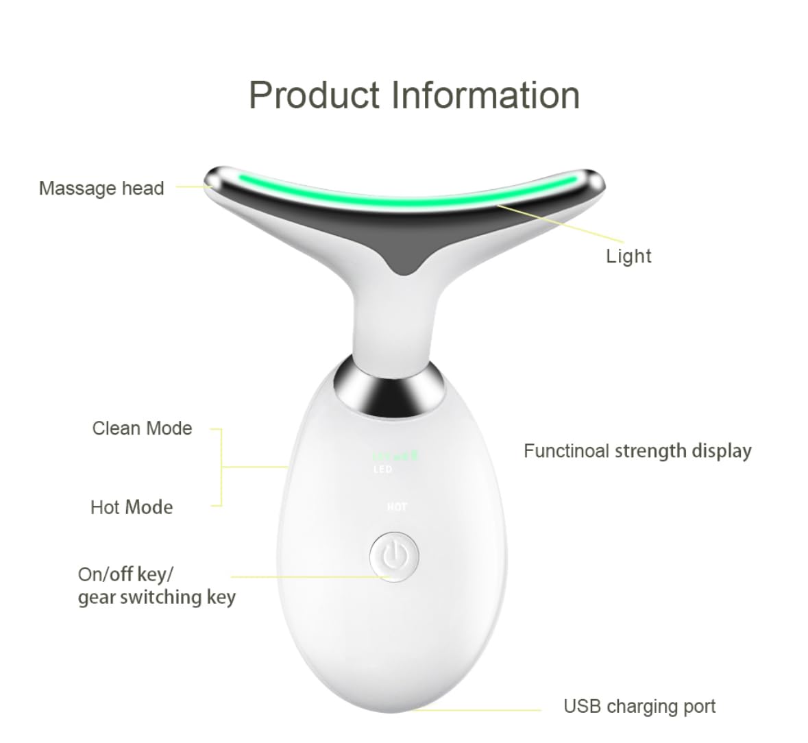 Face and Neck Massager with 7 Colors LED Light Therapy, Multi-Functional, Skincare Tool for Wrinkles & Relaxation,Facial Massager