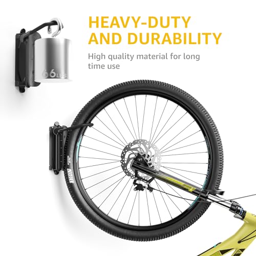 monTEK Swivel Bike Wall Mount, Bike Hangers for Garage, Wall Mount Bike Rack, Space Saving Sturdy Wall Bike Rack, Vertical Bike Rack Holds Up to 66 lbs - Bike Storage Rack for Garage, Black