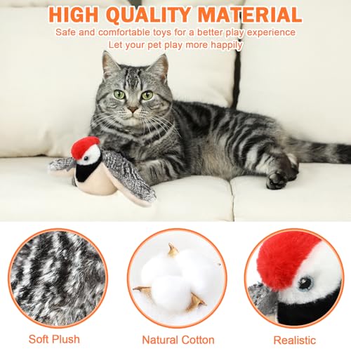 Tocirelo Flapping Bird Cat Toy - Chirping Bird Cat Toy Flapping Wings for Bored Indoor Cats, Interactive Simulated Flying and Realistic Flappy Bird, Touch Activated 7.1" Kitten Kicker Toy with Catnip