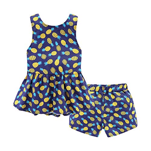 Mud Kingdom Pineapple Toddler Girl Short Set Backless 2T Fruit Pattern Pink