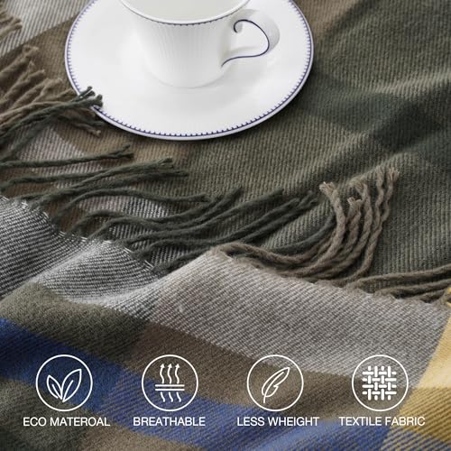 BATTILO HOME Olive Green Plaid Throw Blanket for Couch - Army Green Plaid Blanket Buffalo Checkered Blankets - Lightweight Farmhouse Outdoor Throw Blankets for Bed, Sofa 50"x60"