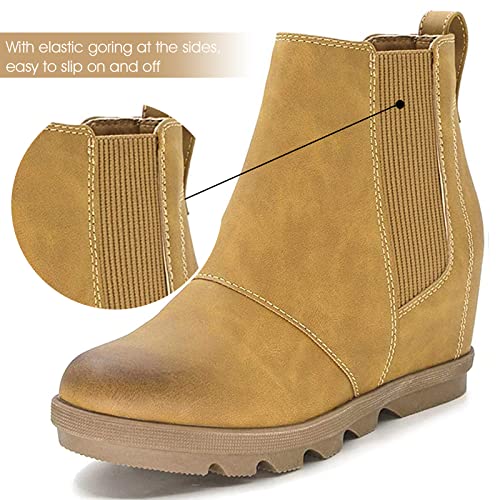 Athlefit Women's Wedge Boots Comfortable Ankle Wedge Booties