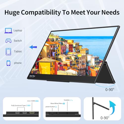 InnoView 4K Portable Monitor 15.6" 3840x2160 UHD, 95% Adobe, ÎE<2 Portable Monitor Laptop Eye Care Lightweight HDR Portable Screen for Laptop MacBook Xbox PS5 Switch PC Phone