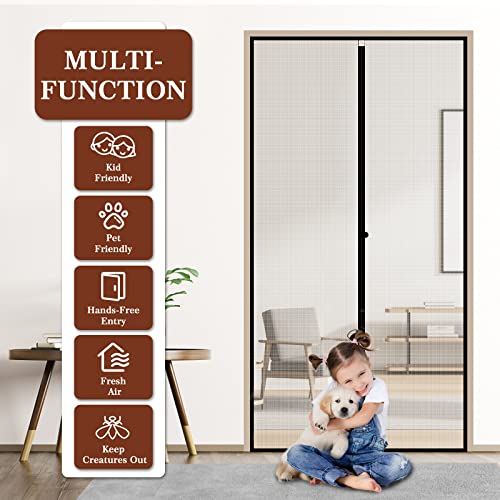 Yotache Magnetic Screen Door Fits Door Size 48 x 80, Screen Size 50" x 81" Door Screen Magnet for Walk Through Sliding Door Black