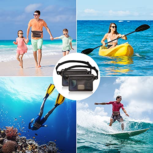 SYNCWIRE Waterproof Pouch Bag with Adjustable Waist Strap (2 Pack) - IP68 Waterproof Waist Bag Screen Touchable Dry Bag with Adjustable Belt for Beach, Swimming, Boating, Fishing, Hiking, etc