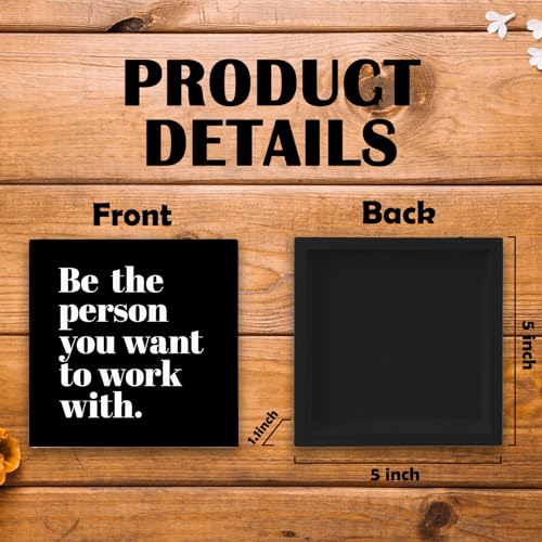 Luipk Be The Person You Want to Work With Inspirational Black Wood Box Sign Desk Decor, Teamwork Motivational Themed Wooden Block Sign Decorations for Home Office Workplace Wall Tabletop Shelf Decor