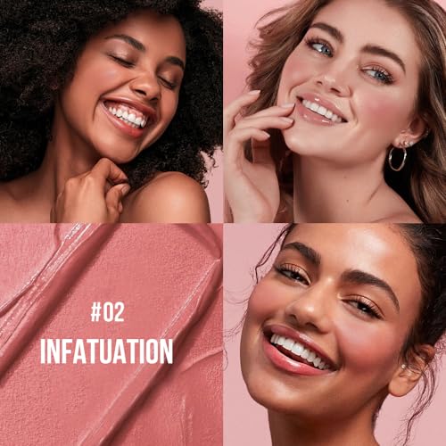 Multi-Use Makeup Cream Blush Stick, Unidollss 3-in-1 Buildable Blush Stick for Cheeks, Eyes, and Lips, Hydrating formula, All day wear, Easy Application with Thumb Puff Included (04 FLIRT)