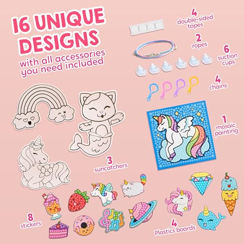 Klever Kits 16 Projects Gem Art, Kids Diamond Gem Painting Kit with 5D Gem, Arts and Crafts for Girls Ages 6-12, Gem Craft Activities Kits, Premium Art Gift Ideas for Girls Crafts Ages 6, 7, 8+