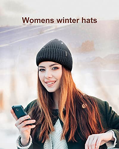 Ocatoma Beanie Hat for Men Women Warm Winter Knit Cuffed Beanie Soft Warm Ski Hats Unisex Rose Red