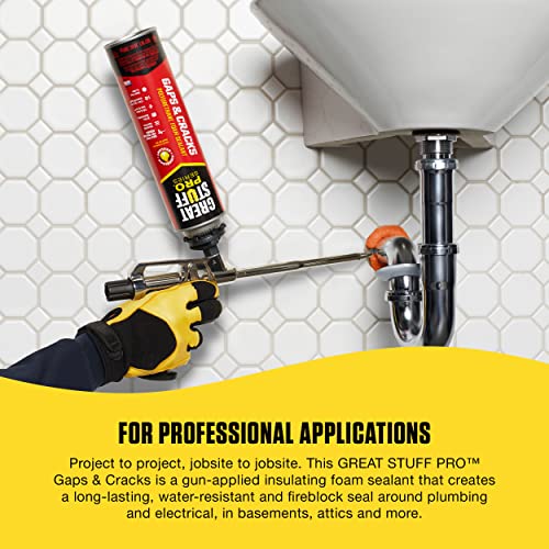 Great Stuff PRO Gaps & Cracks | Gun-Applied Insulating Foam Sealant, 24 oz. – Cream (12 Pack), 341557