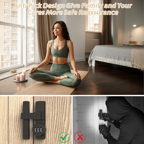 Barn Door Lock,High-Security Barn Door Latch,90/180 Degree Door Lock, Mechanical Password Lock,Easy Installation,Suitable for Garden, Bathroom,Barn Door, Garage, Window