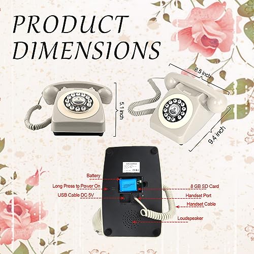 ROOMEDAL Audio Guest Book Wedding Phone, Record Customized Audio Message with Guest Book Retro Phone Audio GuestBook for Wedding Birthday Party Confession Audio Message Voicemail (Beige - Key)