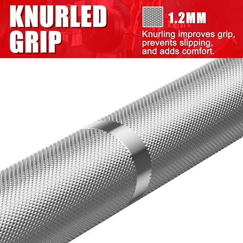 Olympic Barbell Curl Bar EZ Bar Strength Training Bar Threaded Chrome Barbell Bar for Weightlifting, Hip Thrusts, Squats and Lunges