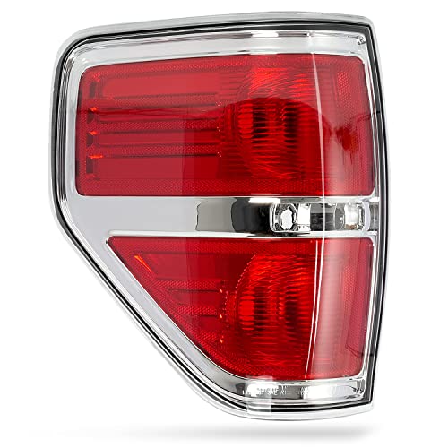 RANSOTO F150 Tail Light Compatible With Ford F-150 2009 2010 2011 2012 2013 2014 Left Driver Side Brake Light - Chrome Trim