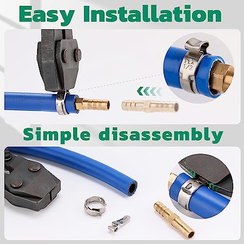 OURU 150 Pack 3/8 Inch Pex Clamps,304 Stainless Steel Pex Cinch Clamps Stepless Pex Crimp Rings PEX fittings Pinch Clamps,Single Ear Hose Clamps for Pex Tubing Pipe