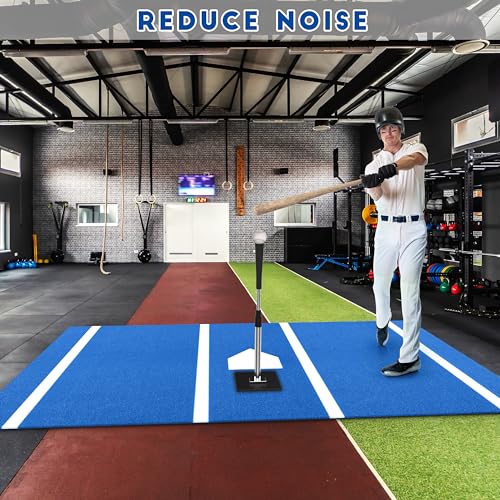 Heavy-Duty Baseball Batting Hitting Mat 10' x 5' Baseball Softball Turf Training Mat Regulation Size with Home Plate Non-Slip Bottom Thickening Design Suitable for Indoor and Outdoor Use