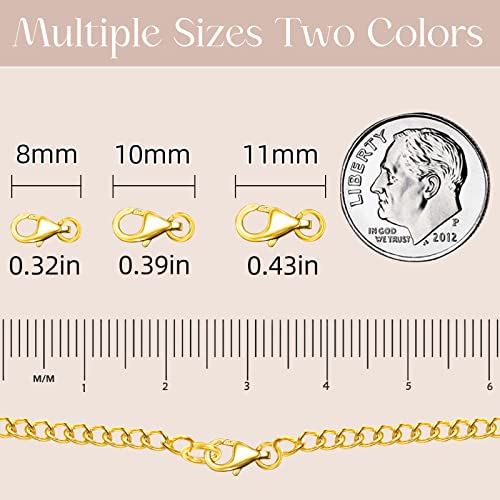 14K Gold Plated 925 Sterling Silver Lobster Claw Clasp with Closed Jump Rings,Necklace Clasps and Closures Suitable for Jewelry Making Necklaces Bracelet Made in Italy