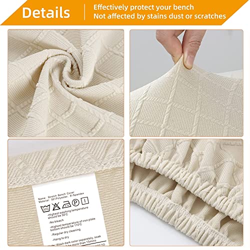 YISUN Waterproof Bench Covers for Dining Room, Stretch Jacquard Bench Slipcover Anti-Dust Removable Washable Chair Seat Slipcovers Protector (Beige)