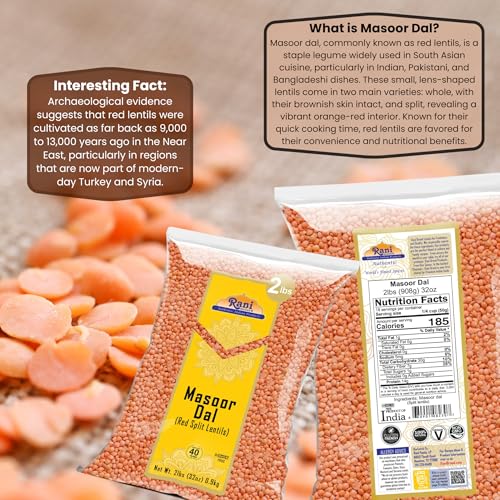 Rani Masoor Dal (Indian Red Lentils) Split Gram, 32oz (2lbs) 908g ~ All Natural | Gluten Friendly | NON-GMO | Kosher | Vegan | Indian Origin