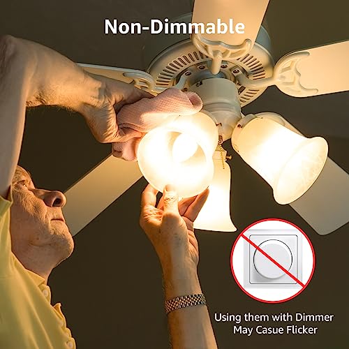 Lepro E12 LED Candelabra Light Bulbs, 5.5 watt, 40 watt Equivalent C37 B11 Ceiling Fan Bulb Chandelier Bulbs, 2700 Kelvin Warm White Type B Small Base Candle Lights, Frosted Plastic Shell, 3-Pack