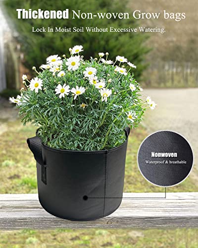 Smirdx 16 Pack 3 Gallon Plant Grow Bags with Handles, Washable Fabric Pot, Durable Reusable Raised Garden Bed for Vegetable, Easy Move Planting Container for Potato, Carrot, Onion, Tomato