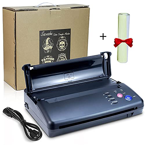 Sacnahe Tattoo Transfer Stencil Machine Copier Printer Thermal Tattoo Kit Copier Printer With 20pcs Tattoo Stencil Transfer Paper, Black