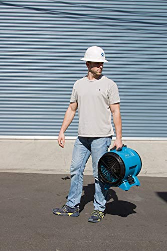 XPOWER X-12 Industrial Blower Confined Space Ventilation Fan — 12” Portable Utility Exhaust Fan for Corn Mill, Manhole, Sewage Systems, 1/2 HP — Blue