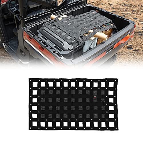 Kemimoto Heavy Duty UTV Cargo Net Stretchable UTV Roof Rack Bed Rail Cargo Bungee Netting with Straps Compatible with Polaris Ranger General Can am Defender Commander Maverick- 47" L 27" W
