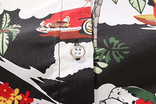 SSLR Womens Button Down Shirts Santa Claus Short Sleeve Blouse Hawaiian Christmas Shirts for Women (Medium, Light Blue)