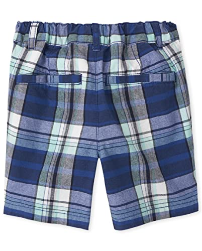 The Children's Place Baby and Toddler Boys Printed Chino Shorts, Blue Plaid, 9-12 Months
