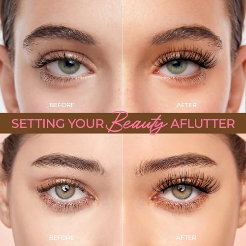 LASHVIEW Self Adhesive Lash Clusters Eyelashes,Press-on Lashes 10-16mm Individual Lash Extension Kit with Lash Tweezers,No Glue Needed Natural Self Adhesive DIY Eyelash Extension Kit 60pcs (A01)
