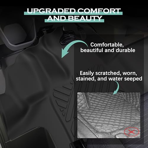 Floor Mats & Cargo Liner Fit for 2016-2021 Jeep Grand Cherokee / 2022 Jeep Grand Cherokee WK2 (5-Seater), TPE Rubber Floor Liners Trunk Mats for Grand Cherokee, 1st & 2nd Row & Cargo Liner-Black
