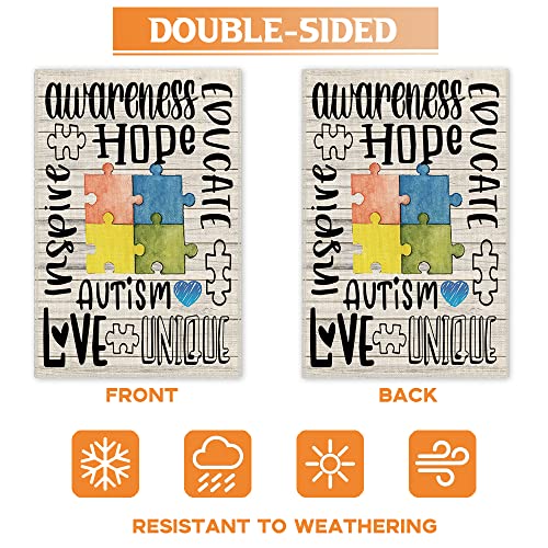 Hafhue Autism Awareness Puzzle Welcome Garden Flag Yard Indoor Outdoor Farmhouse Decorations, Hope Education I Love Autism Yard Flag, Inspirational Support Disability Equality Ally Yard Flag