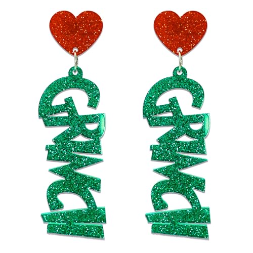Christmas Earrings for Women Girls Teens, Glitter Acrylic Christma Earrings Accessories for Christmas Parties. Christmas Party Favors 2023, Suit for Christmas Costume Gift