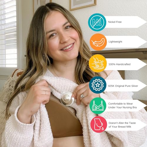 Moogco The Original Silver Nursing Cups - Nipple Shields for Nursing Newborn - Breastfeeding Essentials - Newborn Essentials Must Haves - Nipple Covers Breastfeeding - 925 Silver